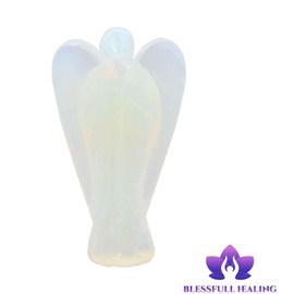 Blessfull Healing Natural Opalite Stone Reiki Carved Spiritual Gemstone Guardian Pocket Angel 2 inches Approx