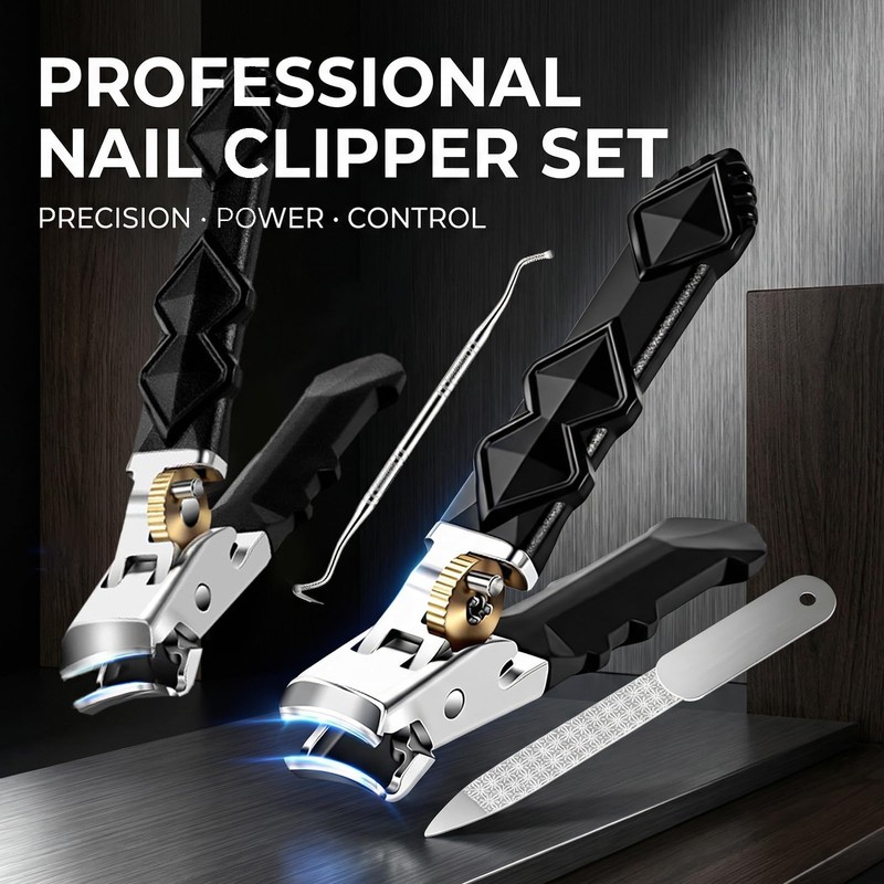 Wide Jaw Nail Clippers Set for Thick Toenails, 4 Pcs