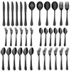 LIANYU 36-Piece Black Silverware Set with Serving Utensils, Stainless Steel