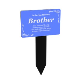 OriginDesigned Brother Memorial Stake, Remembrance Plaque, Grave Marker, Blue & White