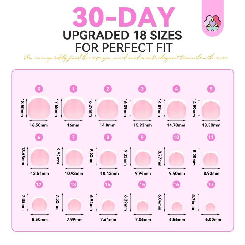 SAVILAND 216-Piece French Set with Tips for Artificial Toenails (Pink,