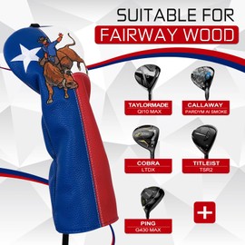 LZFAN Golf Club Head Cover Golf Head Cover Driver Headcover Fairway Wood Headcover Hybrid Club Head Cover Texas