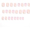 24 Piezas Uñas Postizas Francesa Corto, Rosa y Blanco Puntas