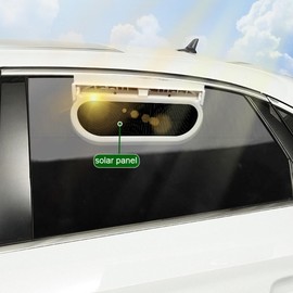 Shkalacar USB & Solar Powered Car Window Exhaust Fan with 3 Air Outlet, Solar Ventilation for Vehicle, Air Circulation Fan Ventilator Silent Air Vent Cooler Automotive Radiator Cooling Fan