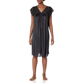 Shadowline Women's Silhouette 40 Inch Short Cap Sleeve Waltz Gown, Black, Large