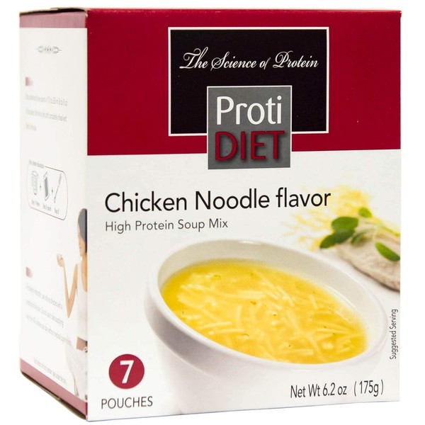 ProtiDiet Soup - Chicken Noodle (7/Box) - High Protein 15g - Low Calorie - Fat Free
