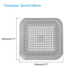 sourcing map Hair Drain Catcher, 5.71inch Tub Drain Covers Drain Protector with Suction Cup for Kitchen Bathroom Balcony, Grey 4Pcs