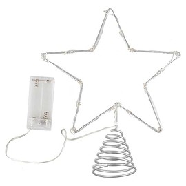 Ginger Ray Silver Star Christmas Tree Topper with Lights 25cm