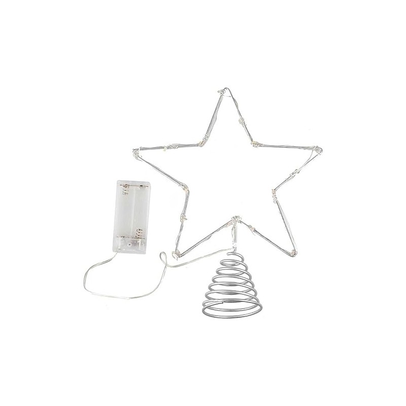 Ginger Ray Silver Star Christmas Tree Topper with Lights 25cm