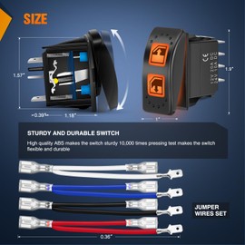 Nilight UTV Left Hand Driver Power Window Switch On Off 8 PIN Toggle Switches with Orange Backlit Light 12V 24V with Jumper Wires Set for Can-Am Defender Max 2016-2019 HD8 HD10 710004979