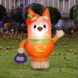 Gemmy Airblown Inflatable Bingo in Pumpkin Costume Bluey, 3.5 ft Tall, Multicolored