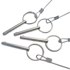 Generic 4P Marine Hardware, Full 316 Stainless Steel Bimini top Ball pin, Latch Safety pin Single Plant Latch Ring Latch with Lanyard and Screws (Φ1/4"" x 2"")