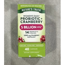 Nature's Truth Women's Probiotic + Cranberry 40 Vegetarian Capsules (1 Per Day)