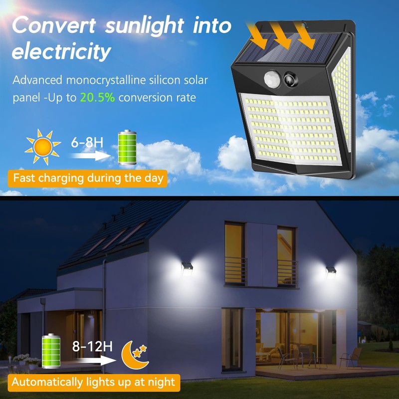 AGOTD Outdoor LED Solar Spotlights, 2 Pack, 238 LED, Cool