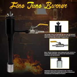 Simond Store Propane Forge Single Burner Kit For Blacksmithing - With Hose Valve & Regulator