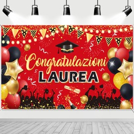 DPKOW Decorazione Congratulazioni Laurea Striscioni Italiano, 2024 Congratulazioni Sfondo Decorazioni per Festa di Laurea