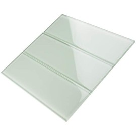 Tenedos 4x12 Glass Subway Wall Tile for Bathroom Wall and Kitchen Backsplash(No Peel and Stick) (Snow White)
