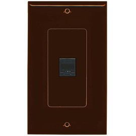 RiteAV 1 Port Cat6 Ethernet Wall Plate Jack Female-Female - 1 Gang [Brown/Brown]