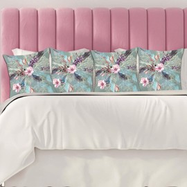 Betadistor Cushion Covers 4 Pack, 18" x 18" Big Flowers Pattern Double Sided Square Pillow Covers with Invisible Zipper Pillow Cases for Sofa Bed Garden, Big Flowers, 511-0218