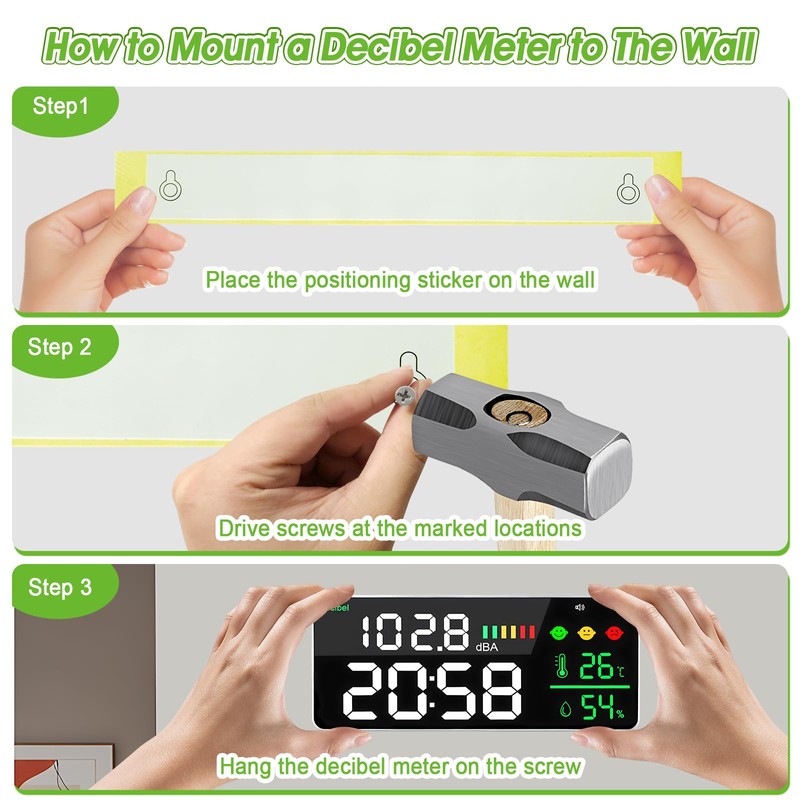 GOLDCHAMP GCEU-T4-DM165A-C Noise Meter Digital Decibel Sound Meter Temperature Meter