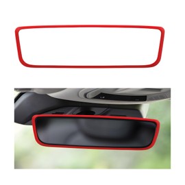 NYTKL Car Rear View Mirror Protector Frame, Silicone Automotive Rearview Mirror Protective Cover, Vehicle Interior Mirrors Edge Guard Decorative Accessories Compatible with Model 3 Y (Red)