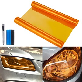 fangfei 12 by 48 inches Self Adhesive Auto Car Tint Headlight Taillight Fog Light Vinyl Smoke Film Sheet Sticker Cover (Orange)