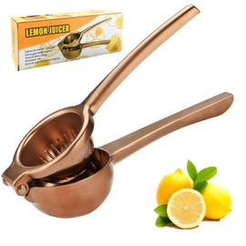 SHIKORI Lemon Squeezer, Large Heavy Duty Handhelp Juicer for Lemon, Stainless Steel Hand Press Citrus Juicer, Lime Squeezer Bar Tool, Manual Citrus Press (Rose Gold)