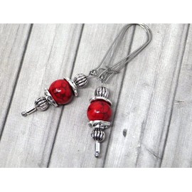 Thurcolas - Vintage style earrings in reconstituted red turquoise, mounted on chic stainless steel hoops