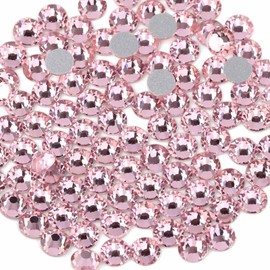 BEADSLAND Beadsland 144pcs Flat Back Crystal Rhinestones Round Gems for Nail Art and Craft Glue Fix, Light Pink, SS40, 8.4-8.7mm