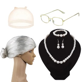 Pack of 6 Grandma Wigs, Grey Grandma, Fancy Dress Grandma