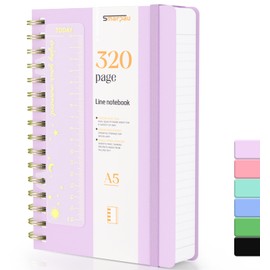 Smarpau Spiral Notebook A5, Lined Journal, Hardcover PVC Notebooks, 320 Pages, 100 gsm Thick Paper for Writing, Notebooks for Women, Men, Work, Office, School, 14.5 x 21 cm, Purple