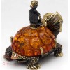 Brass Amber Figurine Turtle Tortilly & Buratino Pinocchio & golden