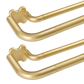 2 Pack Gold Wrap Around Double Curtain Rods Set, USFOOK Blackout Curtain Rods for Windows 48 to 84 Inch, 6/8 Inch Room Darkening Curtain Rod 32 to 86 Inch, Decorative Drapery Rods for Home