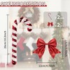 2Pcs Large Candy Cane Baubles with 2Pcs Glitter Bows,Shiny &