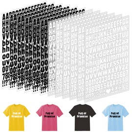 12 Sheets 2088 Pcs Iron on Letters and Numbers for Clothing 1 Inch Vinyl Iron on Letter Small Patches with Alphabet Number PU Heat Transfer Letters Stickers for T-Shirt Fabric Jersey DIY Crafts (Black and White)