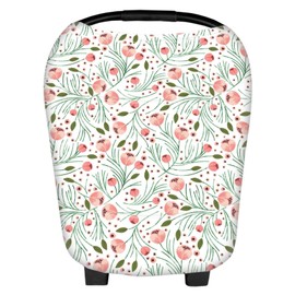 Stretchy Baby Car Seat Covers for Newborns, Infant Car Canopy Extra Soft and Stretchy Nursing Covers for Moms (Flowers)