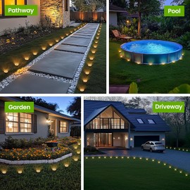 PATIOWIN Mini luces solares de tierra, paquete de 12 luces solares de jardín, luces de camino alimentadas por energía solar, a prueba de guerra, luces al aire última intervensión para entrada,