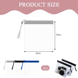 TRKETK 3 Stück Transparent Kulturtasche Flugzeug-FlüSsigkeitsbeutel mit Lanyard 20x20cm Reise Kosmetiktasche Wasserdicht und Auslaufsicher ReisezubehöR für Damen und Herren