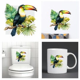 Toucan Stickers, Forest Animal Mugs & Cups, Covering Marks, Car Bumpers, Shower & Tile, Wall Decor, Toilets & More, Hardwearing Peel & Stick Waterproof 0% Transparency (Forest07)