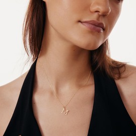 Gelin Letter Necklace in 14K Solid Gold | Small Initial Pendant for Women | A-Z Alphabet Jewelry | 18" (Z)
