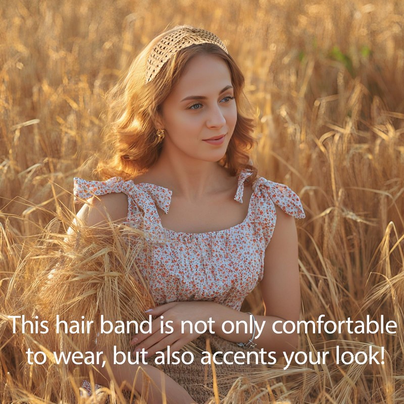 3Pcs Straw Knot Headbands Rattan Boho Head Band Summer Twist