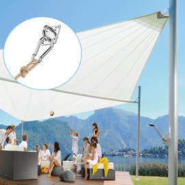 SWTYExt Eye Plates, M5 Stainless Steel and Stainless Steel Carabiner, Stainless Steel 304 (V2A) Lashing Eyelet, Wall Eyelet, Deck Plate, Eye Plate with Eyelet for Sun Sail Mounting, Ceiling Mounting,