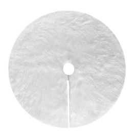 Deggodech 78cm White Faux Fur Christmas Tree Skirt Round Snow Plush Xmas Tree Skirt Base Floor Mat Cover for Christmas Holiday Party Decoration (White, 31 inches