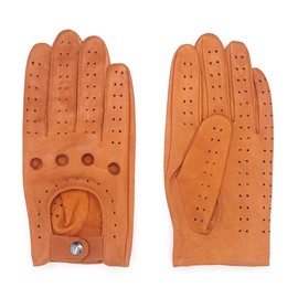 Harssidanzar Leather Driving Gloves For Mens Sheepskin Unlined Driving Gloves Upgrade GM026UK6,Tan,Size L