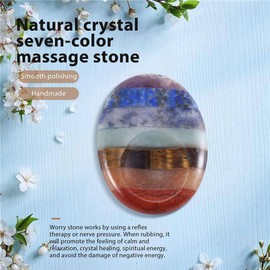 Lyaciomn 7 Chakra Thumb Worry Stone for Anxiety Stress Relief Meditation Pocket Palm Therapy Crystals Natural Massage Stones