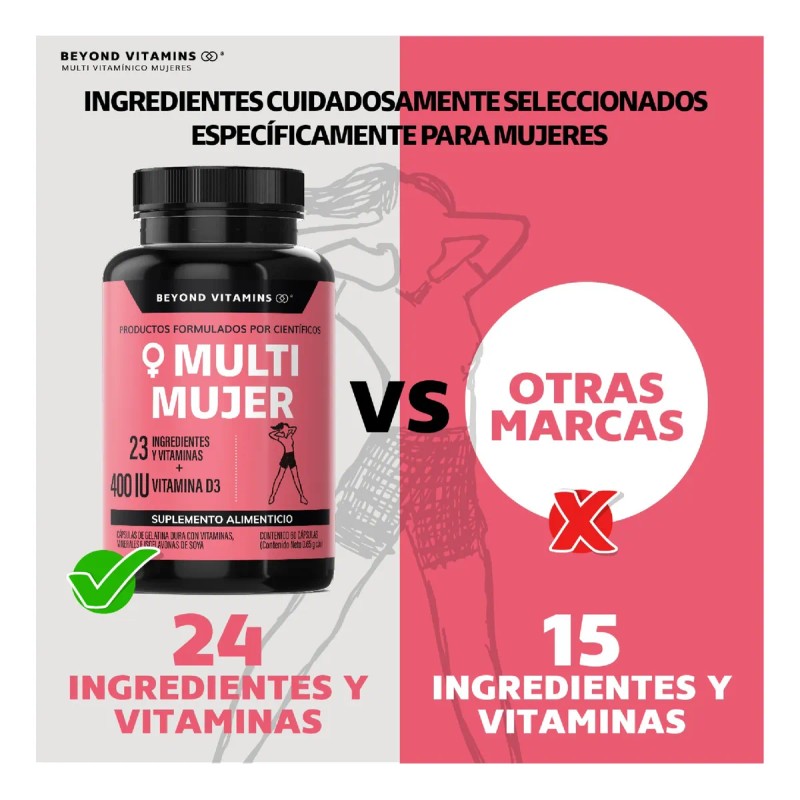 Kit 1 Multivitaminico Mujer + 1 Magnesio Complex Sin Sabor
