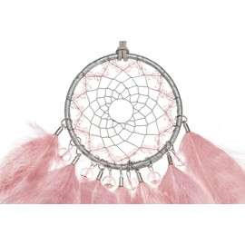 Mini Dream Catchers - Light Pink Turkey Feathers with Natural Leather, Handmade Small Dreamcatcher for Bedroom, Dream Catcher for Girls, Dream Catchers for Boys, Dream Catcher Wall Decor