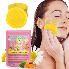 Turmeric Kojic Acid Cleansing Pads, Kojic Acid And Turmeric Cleansing Pads Helps Balance Skin Oil And Water, Remove Excess Keratin From The Body'S Skin, 40PCS