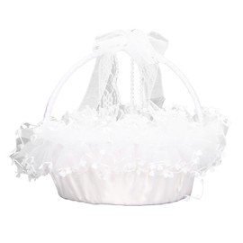 Flower Basket Lace Foldable Handle Petals Basket Wedding Supplies for Ceremony Party Decoration
