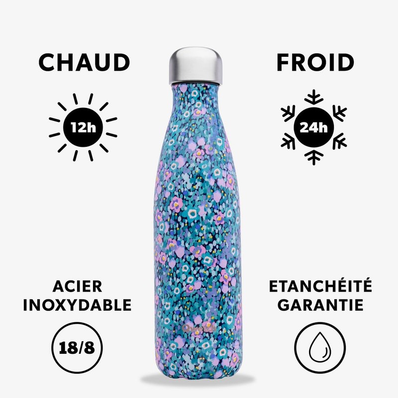 Qwetch Giverny Glycine Thermos Flask, 500 ml, Stainless Steel, 24